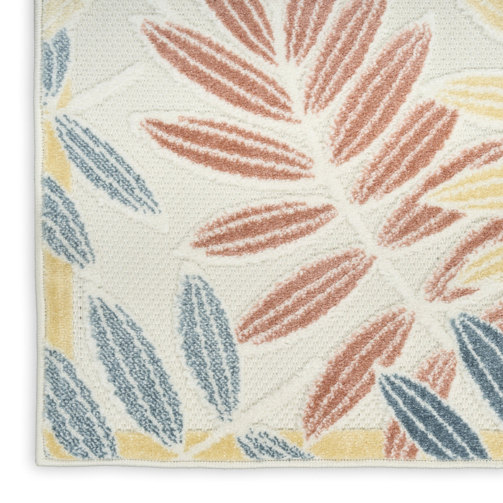 Nourison Aloha ALH18 Ivory Blue Area Rug Corner Image
