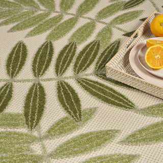 Nourison Aloha ALH18 Ivory Green Area Rug Corner Image