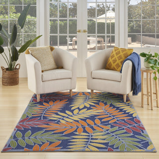 Nourison Aloha ALH18 Navy Multicolor Area Rug Corner Image