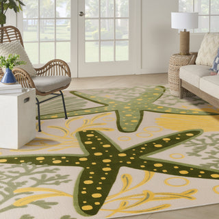 Nourison Aloha ALH24 Green Yellow Area Rug Corner Image