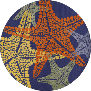 Nourison Aloha ALH28 Blue Multicolor Area Rug 8' Round