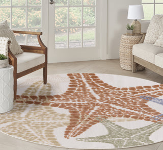 Nourison Aloha ALH28 Ivory Multicolor Area Rug 8' Round