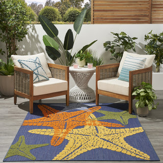 Nourison Aloha ALH28 Blue Multicolor Area Rug Corner Image