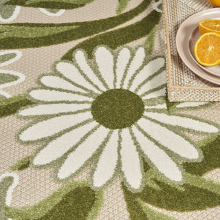 Nourison Aloha ALH33 Ivory Green Area Rug Corner Image