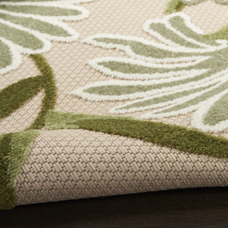 Nourison Aloha ALH33 Ivory Green Area Rug Corner Image