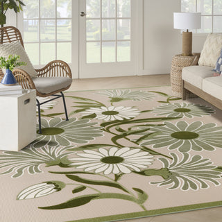 Nourison Aloha ALH33 Ivory Green Area Rug Corner Image