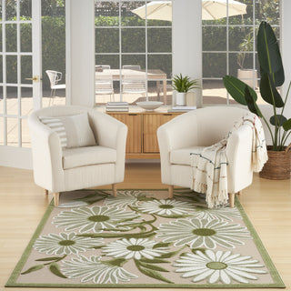 Nourison Aloha ALH33 Ivory Green Area Rug Corner Image