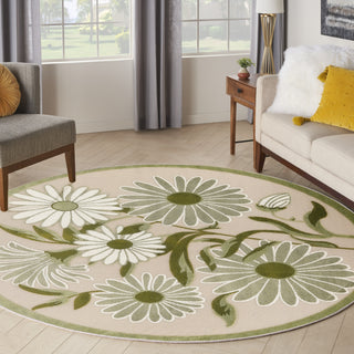 Nourison Aloha ALH33 Ivory Green Area Rug Corner Image