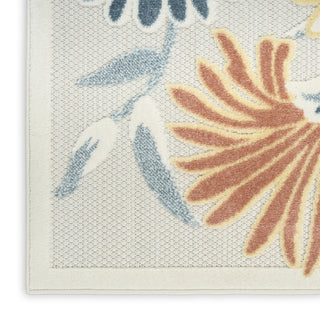 Nourison Aloha ALH33 Ivory Rose Area Rug Corner Image