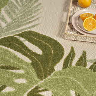 Nourison Aloha ALH40 Ivory Green Area Rug Corner Image