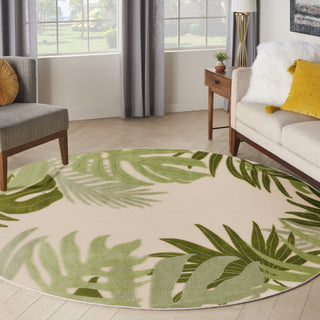 Nourison Aloha ALH40 Ivory Green Area Rug Corner Image