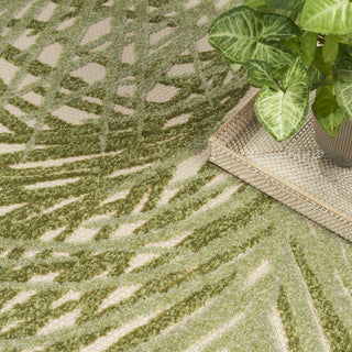 Nourison Aloha ALH41 Ivory Green Area Rug Corner Image