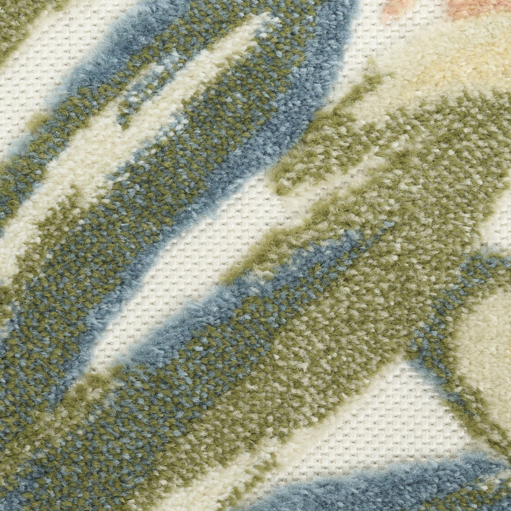 Nourison Aloha ALH43 Ivory Green Area Rug Corner Image