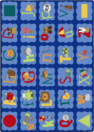 Joy Carpets Kid Essentials Alphabet Blues Multi Area Rug