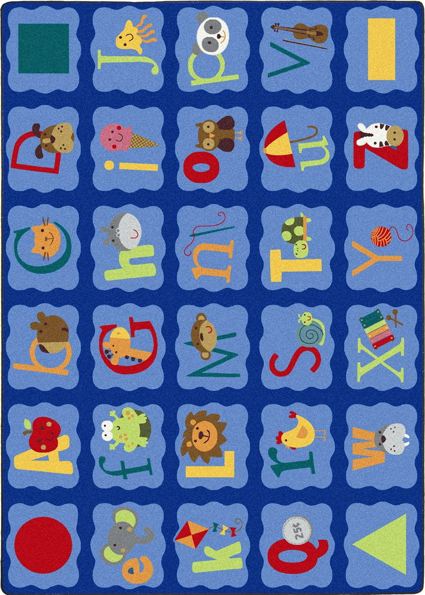 Joy Carpets Kid Essentials Alphabet Blues Multi Area Rug