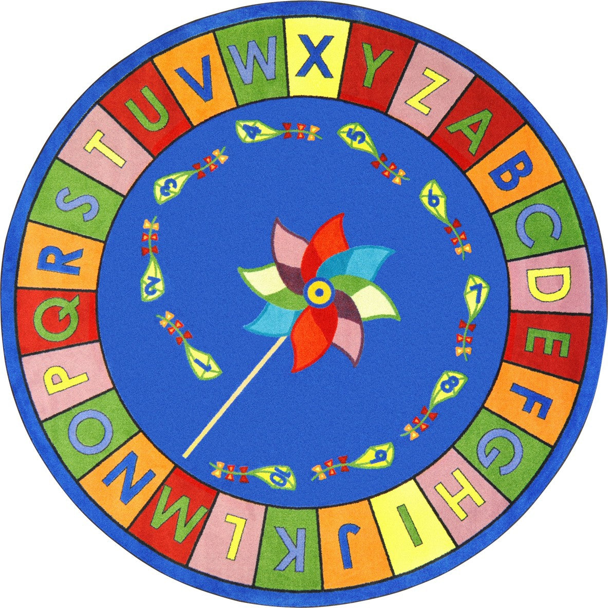 Joy Carpets Kid Essentials Alphabet Pinwheel Multi Area Rug