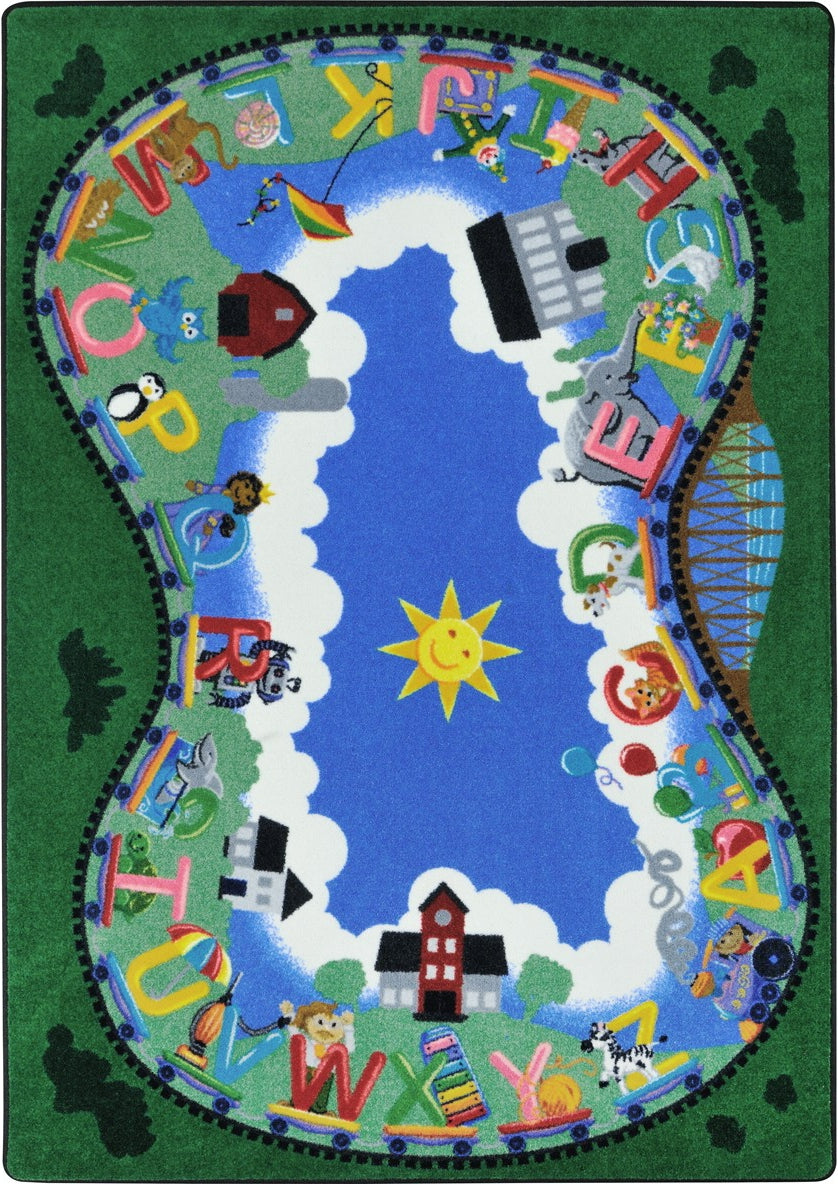 Joy Carpets Kid Essentials Alphabet Railway Multi Area Rug