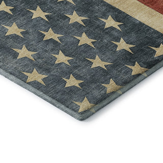 Dalyn Americana AM1 Red Machine Washable Area Rug Corner Image
