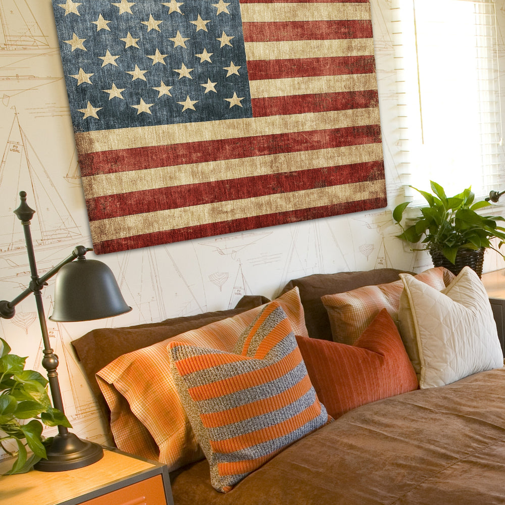 Dalyn Americana AM1 Red Machine Washable Area Rug Lifestyle Image Feature