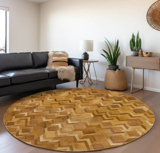 Piper Looms Mayfield Herringbone AMF100 Brown Machine Washable Area Rug Round Lifestyle Image Feature