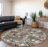 Piper Looms Mayfield Herringbone AMF100 Gray Machine Washable Area Rug Round Lifestyle Image Feature