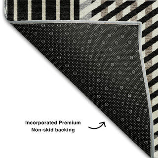 Piper Looms Mayfield Plaid AMF1000 Black Machine Washable Area Rug Backing Image