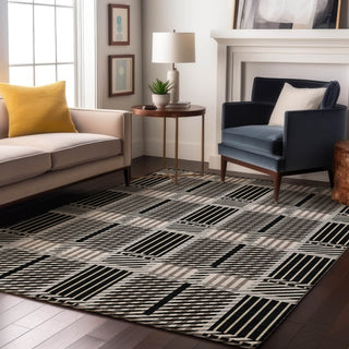 Piper Looms Mayfield Plaid AMF1000 Black Machine Washable Area Rug Lifestyle Image Feature