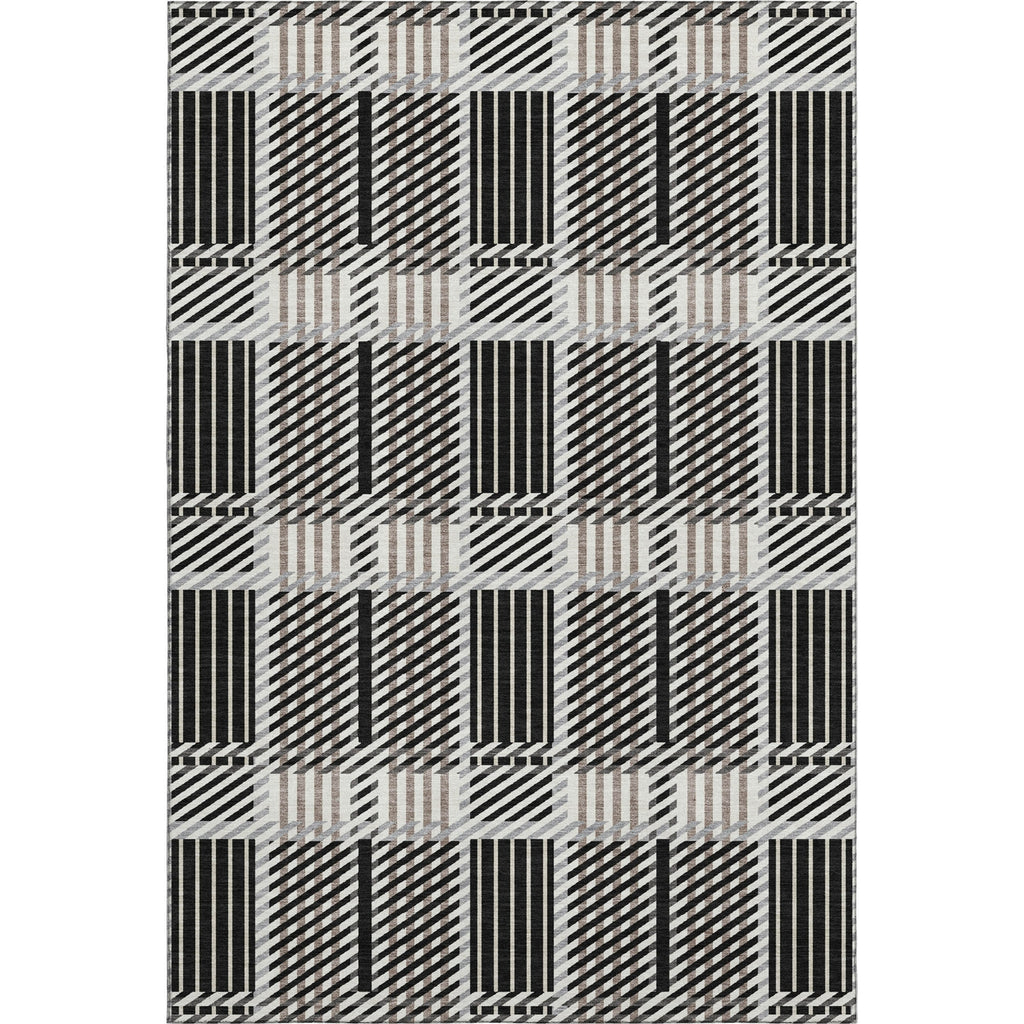 Piper Looms Mayfield Plaid AMF1000 Black Machine Washable Area Rug main image