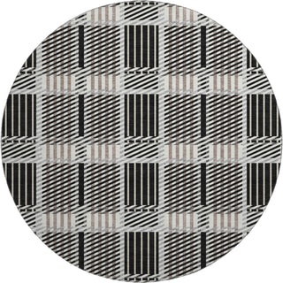 Piper Looms Mayfield Plaid AMF1000 Black Machine Washable Area Rug Round Main Image