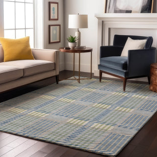Piper Looms Mayfield Plaid AMF1000 Denim Machine Washable Area Rug Lifestyle Image Feature