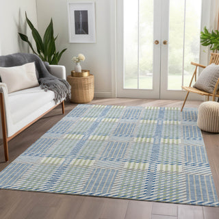 Piper Looms Mayfield Plaid AMF1000 Denim Machine Washable Area Rug Lifestyle Image Feature