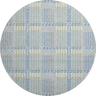 Piper Looms Mayfield Plaid AMF1000 Denim Machine Washable Area Rug Round Main Image