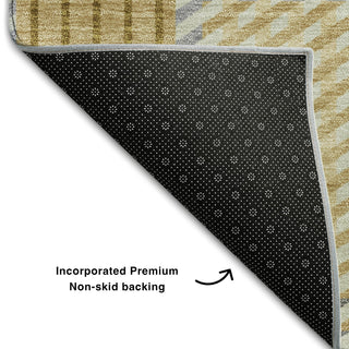 Piper Looms Mayfield Plaid AMF1000 Gold Machine Washable Area Rug Backing Image
