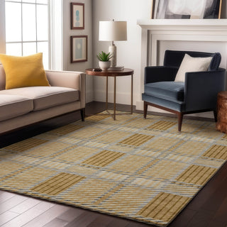 Piper Looms Mayfield Plaid AMF1000 Gold Machine Washable Area Rug Lifestyle Image Feature
