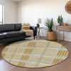 Piper Looms Mayfield Plaid AMF1000 Gold Machine Washable Area Rug Round Lifestyle Image Feature