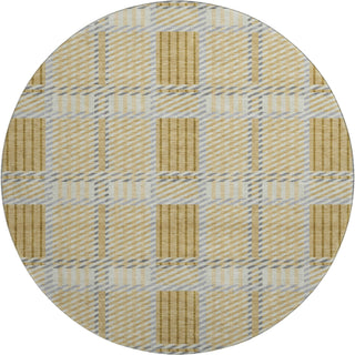 Piper Looms Mayfield Plaid AMF1000 Gold Machine Washable Area Rug Round Main Image
