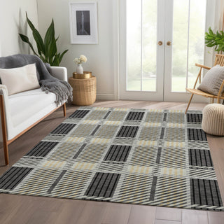 Piper Looms Mayfield Plaid AMF1000 Gray Machine Washable Area Rug Lifestyle Image Feature
