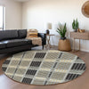 Piper Looms Mayfield Plaid AMF1000 Gray Machine Washable Area Rug Round Lifestyle Image Feature