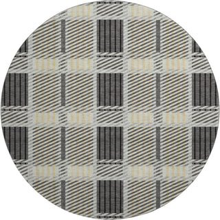 Piper Looms Mayfield Plaid AMF1000 Gray Machine Washable Area Rug Round Main Image