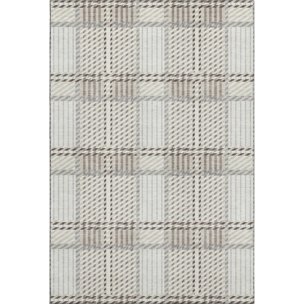 Piper Looms Mayfield Plaid AMF1000 Ivory Machine Washable Area Rug main image