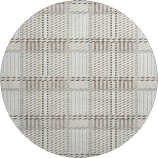 Piper Looms Mayfield Plaid AMF1000 Ivory Machine Washable Area Rug Round Main Image