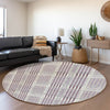 Piper Looms Mayfield Plaid AMF1000 Lavender Machine Washable Area Rug Round Lifestyle Image Feature