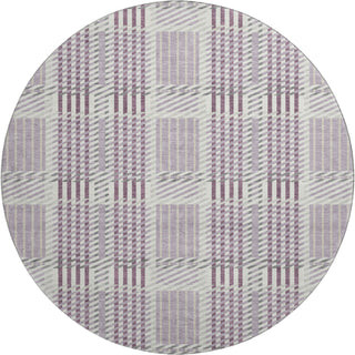 Piper Looms Mayfield Plaid AMF1000 Lavender Machine Washable Area Rug Round Main Image
