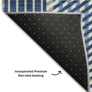 Piper Looms Mayfield Plaid AMF1000 Navy Machine Washable Area Rug Backing Image