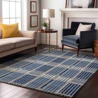 Piper Looms Mayfield Plaid AMF1000 Navy Machine Washable Area Rug Lifestyle Image Feature