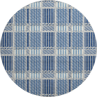 Piper Looms Mayfield Plaid AMF1000 Navy Machine Washable Area Rug Round Main Image