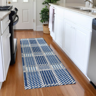 Piper Looms Mayfield Plaid AMF1000 Navy Machine Washable Area Rug Runner Lifestyle Image Feature