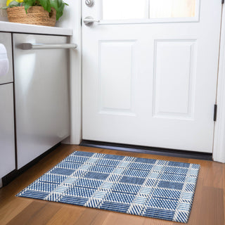 Piper Looms Mayfield Plaid AMF1000 Navy Machine Washable Area Rug Scatter Lifestyle Image Feature