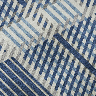 Piper Looms Mayfield Plaid AMF1000 Navy Machine Washable Area Rug Swatch Image