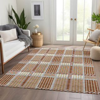 Piper Looms Mayfield Plaid AMF1000 Paprika Machine Washable Area Rug Lifestyle Image Feature